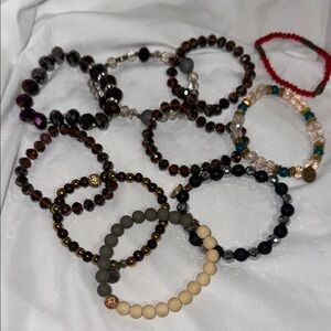 Erimish Red and Brown Beaded Bracelet Set